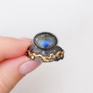 Кольцо из Серебра 925 Приволжский ювелир арт. 297716-LB, золочение + оксид.