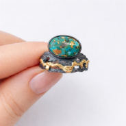 Кольцо из Серебра 925 Приволжский ювелир арт. 297716-UB15, золочение + оксид.