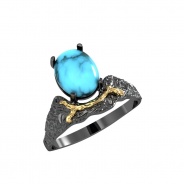 Кольцо из Серебра 925 Приволжский ювелир арт. 297777-BZ, золочение + оксид.