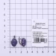 Серьги из Серебра 925 Приволжский ювелир арт. 301876-CH, Родирование.