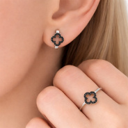 Серьги из Серебра 925 Приволжский ювелир арт. 315019-SH73, родирование + черный родий.