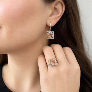 Серьги из Серебра 925 Приволжский ювелир арт. 316397-FA75, Родирование + золочение.