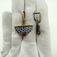 Серьги из Серебра 925 Приволжский ювелир арт. 397598-YN, золочение + оксид.