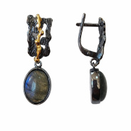 Серьги из Серебра 925 Приволжский ювелир арт. 397716-LB, золочение + оксид.