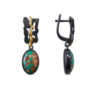 Серьги из Серебра 925 Приволжский ювелир арт. 397716-UB15, золочение + оксид.