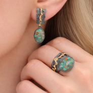 Серьги из Серебра 925 Приволжский ювелир арт. 397716-UB15, золочение + оксид.