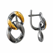 Серьги из Серебра 925 Приволжский ювелир арт. 397845, золочение + оксид.