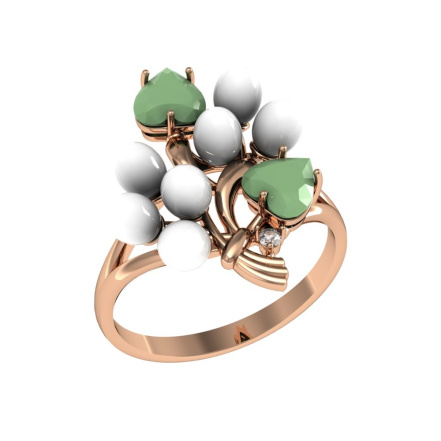 Кольцо из Серебра 925 Приволжский ювелир арт. 202403-MIX657, Золочение в два слоя.