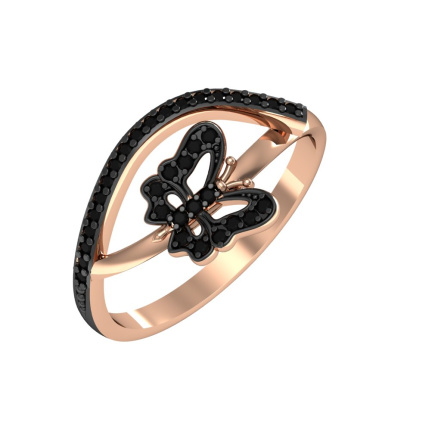 Кольцо из Серебра 925 Приволжский ювелир арт. 209669-SH73, золочение+черный родий.