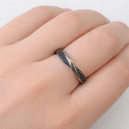 Кольцо из Серебра 925 Приволжский ювелир арт. 214028-SH73, чёрный оксид.