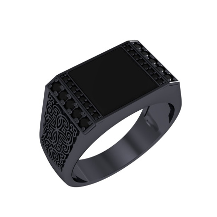 Кольцо из Серебра 925 Приволжский ювелир арт. 214042-AG73SH73, чёрный оксид.