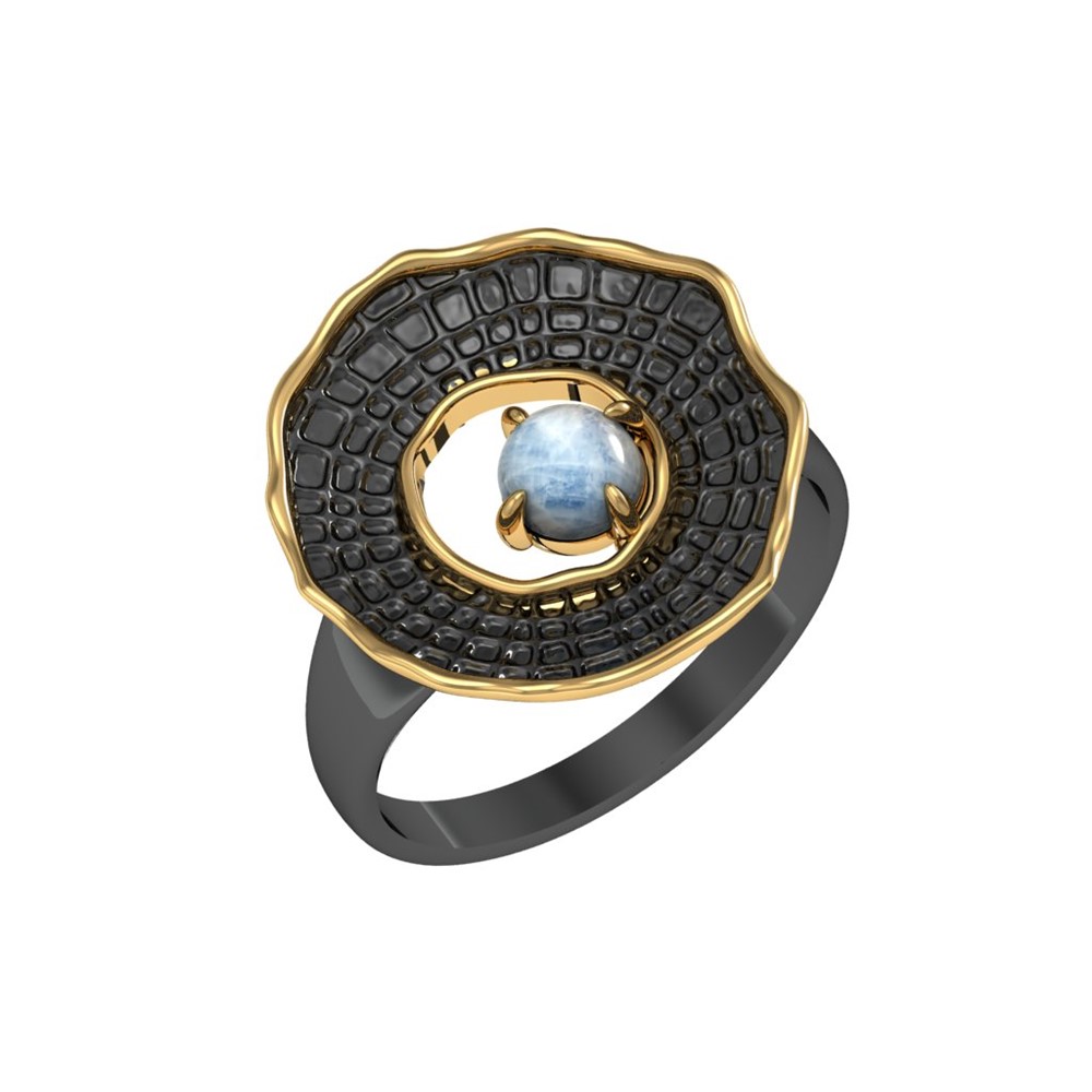 Кольцо из Серебра 925 Приволжский ювелир арт. 297557-LN, золочение + оксид.