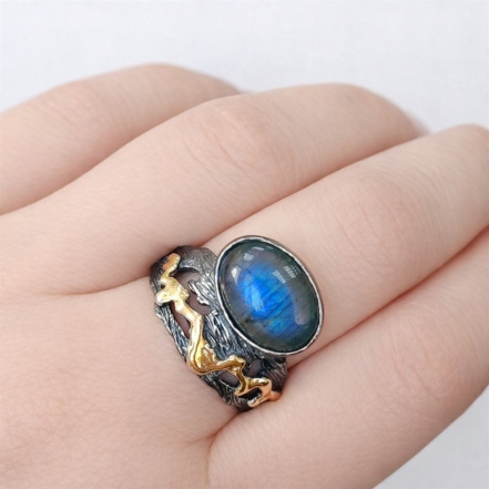 Кольцо из Серебра 925 Приволжский ювелир арт. 297716-LB, золочение + оксид.