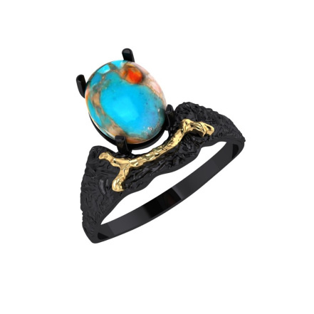 Кольцо из Серебра 925 Приволжский ювелир арт. 297777-UB, золочение + оксид.