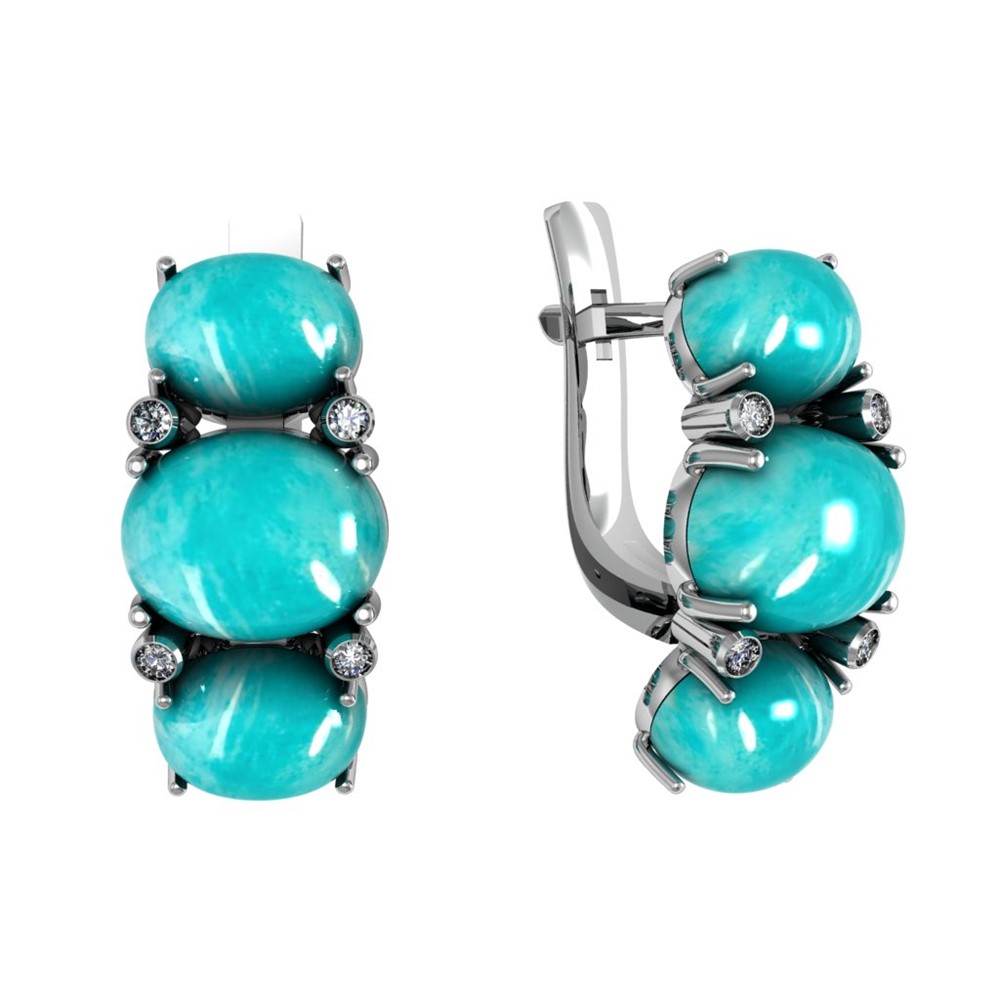 Серьги из Серебра 925 Приволжский ювелир арт. 301286-AZFA11, Родирование.