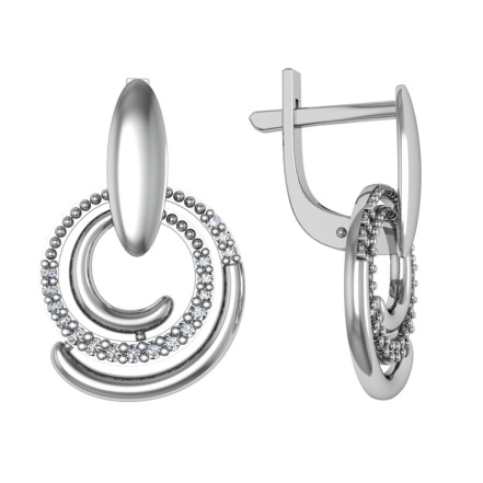 Серьги из Серебра 925 Приволжский ювелир арт. 301505-FA11, Родирование.