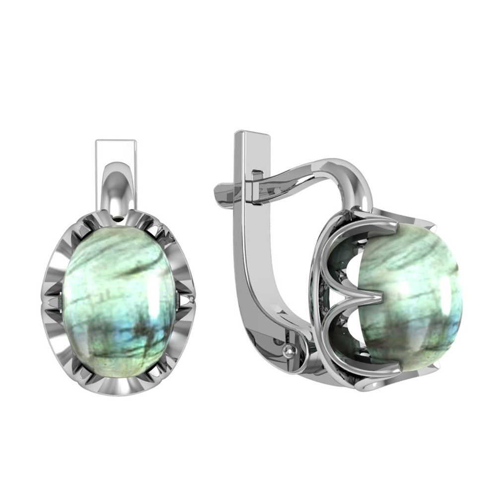 Серьги из Серебра 925 Приволжский ювелир арт. 301717-LB, Родирование.