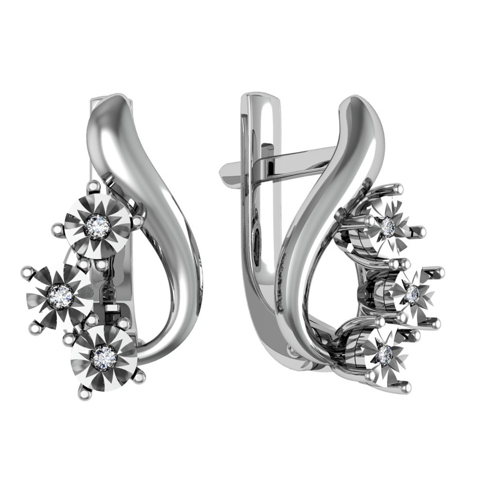 Серьги из Серебра 925 Приволжский ювелир арт. 301821-BR, Родирование.