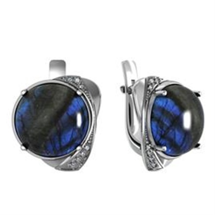 Серьги из Серебра 925 Приволжский ювелир арт. 301834-FA11LB, Родирование.