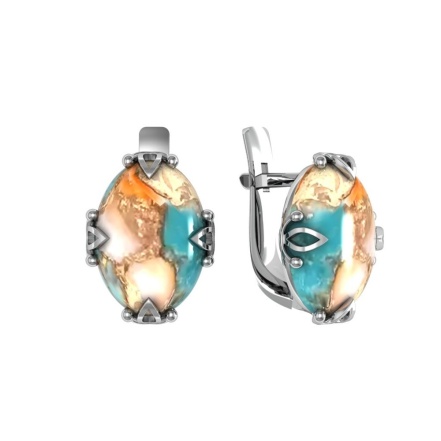 Серьги из Серебра 925 Приволжский ювелир арт. 301876-UB15, Родирование.