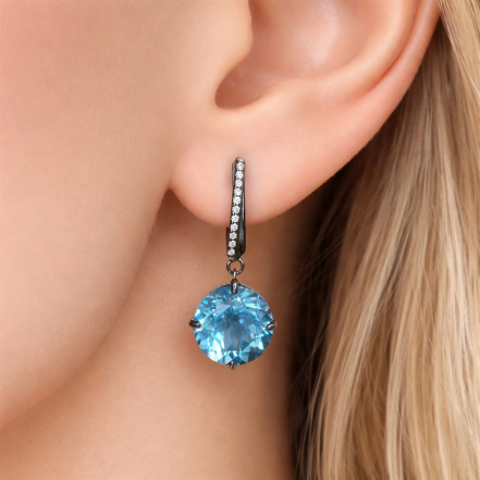 Серьги из Серебра 925 Приволжский ювелир арт. 304856-FA11TP15, чёрный оксид.