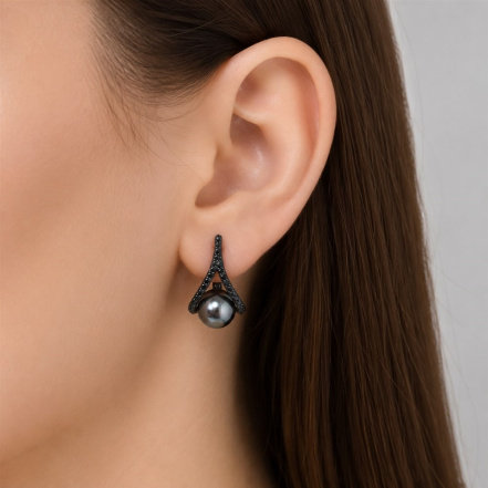 Серьги из Серебра 925 Приволжский ювелир арт. 304925-SH73ZM54, чёрный оксид.