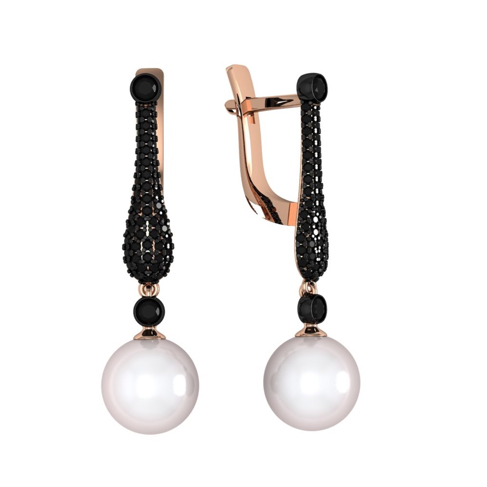 Серьги из Серебра 925 Приволжский ювелир арт. 309229-SH73ZM07, золочение+черный родий.