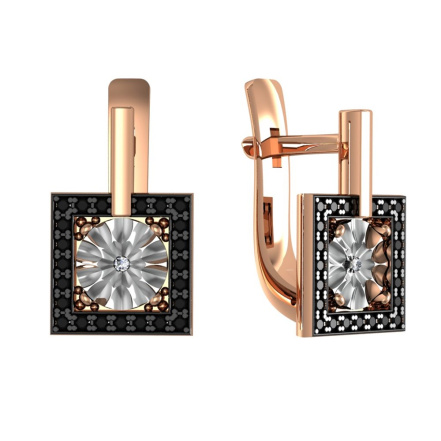 Серьги из Серебра 925 Приволжский ювелир арт. 309513-BRSH73, золочение+черный родий.