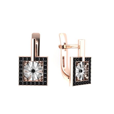 Серьги из Серебра 925 Приволжский ювелир арт. 309513-SH73, золочение+черный родий.