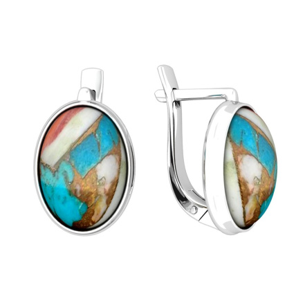 Серьги из Серебра 925 Приволжский ювелир арт. 311057-UB, Родирование.