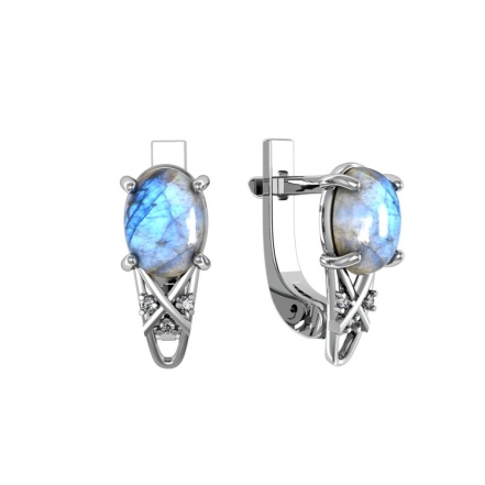 Серьги из Серебра 925 Приволжский ювелир арт. 311138-FA11LB, Родирование.