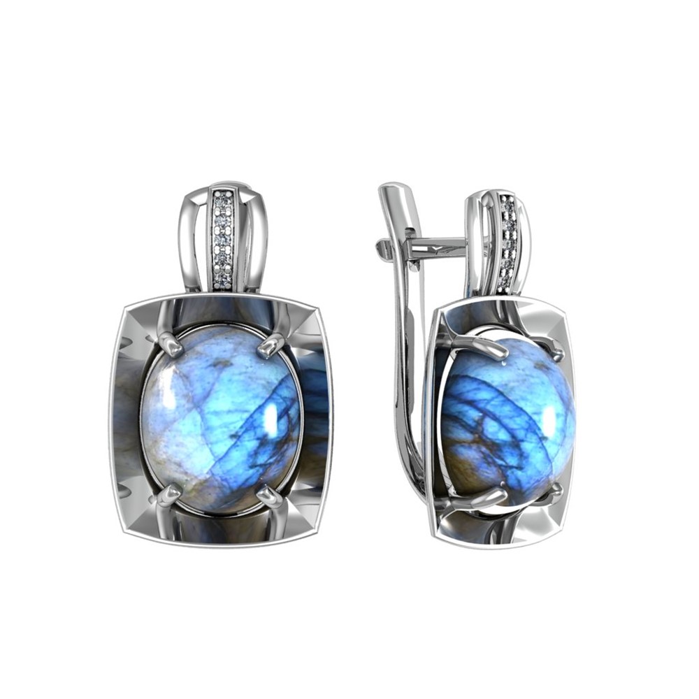 Серьги из Серебра 925 Приволжский ювелир арт. 311147-FA11LB, Родирование.