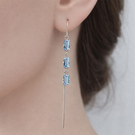 Серьги из Серебра 925 Приволжский ювелир арт. 311227-TP15, Родирование.