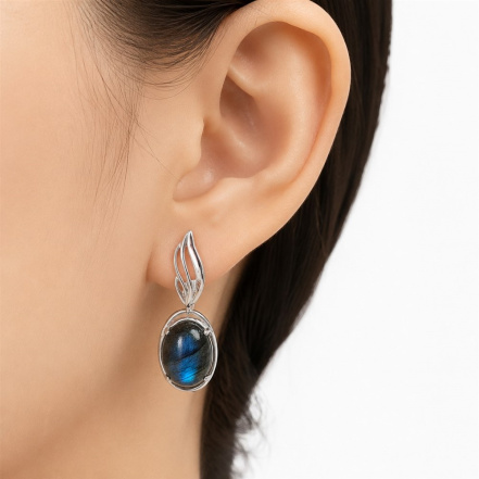 Серьги из Серебра 925 Приволжский ювелир арт. 311471-LB, Родирование.