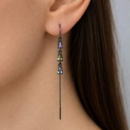 Серьги из Серебра 925 Приволжский ювелир арт. 314228-MIX681, чёрный оксид.