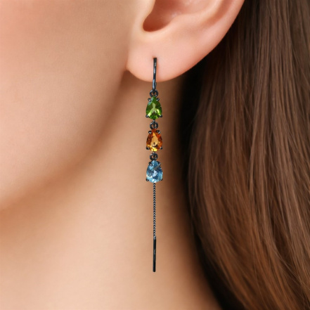 Серьги из Серебра 925 Приволжский ювелир арт. 314281-MIX680, чёрный оксид.