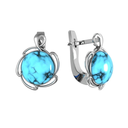 Серьги из Серебра 925 Приволжский ювелир арт. 351340-BZ, Родирование.
