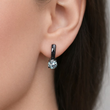 Серьги из Серебра 925 Приволжский ювелир арт. 354445-TP15, чёрный оксид.