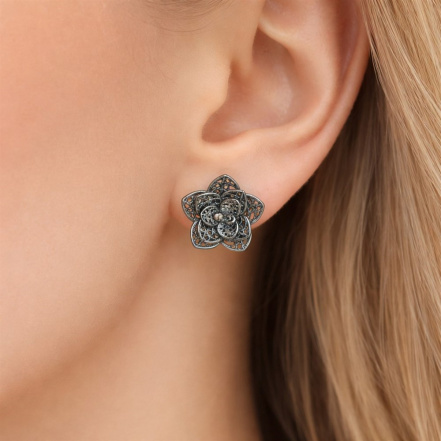 Серьги из Серебра 925 Приволжский ювелир арт. 354546, чёрный оксид.