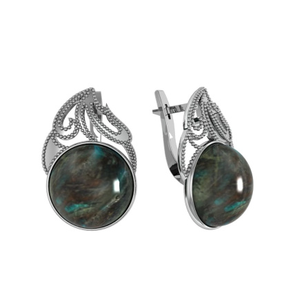 Серьги из Серебра 925 Приволжский ювелир арт. 361349-HK, Родирование.