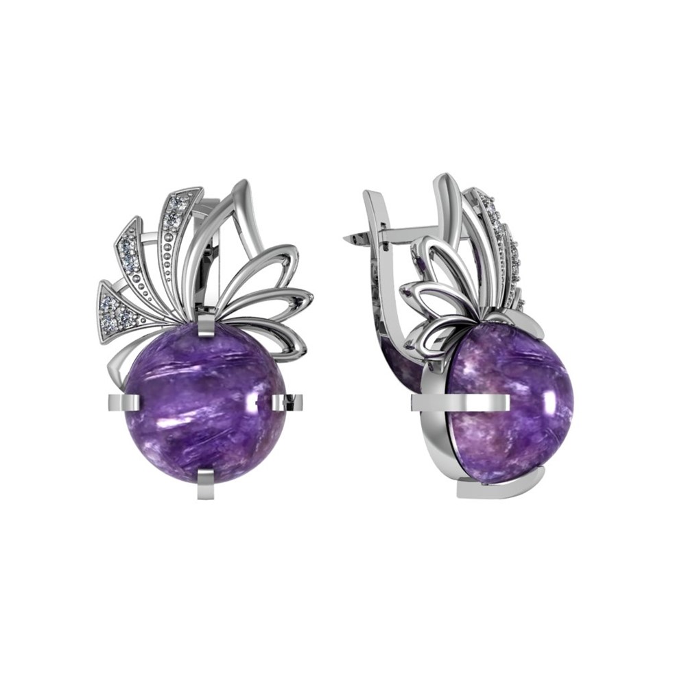 Серьги из Серебра 925 Приволжский ювелир арт. 361388-CHFA11, Родирование.