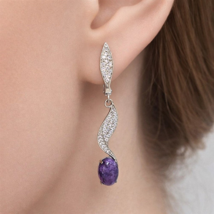 Серьги из Серебра 925 Приволжский ювелир арт. 371818-CHFA11, Родирование.
