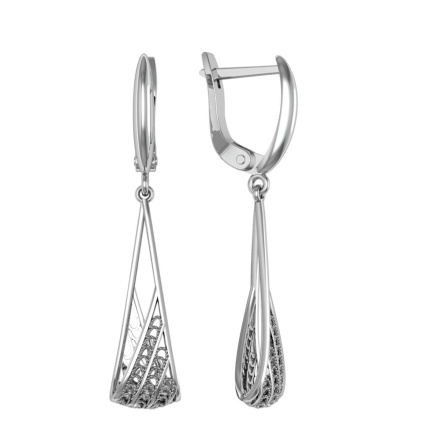 Серьги из Серебра 925 Приволжский ювелир арт. 391562, Родирование.