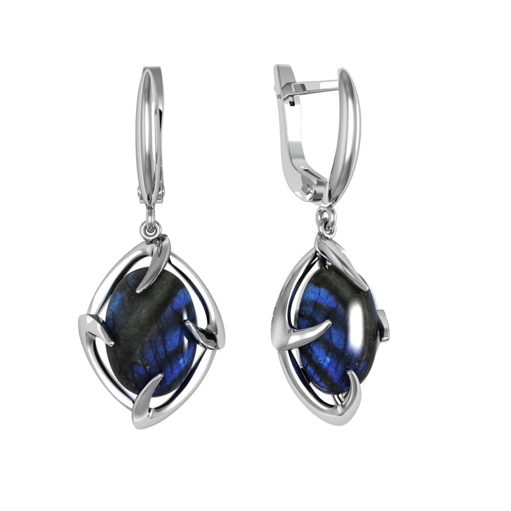 Серьги из Серебра 925 Приволжский ювелир арт. 391903-LB, Родирование.