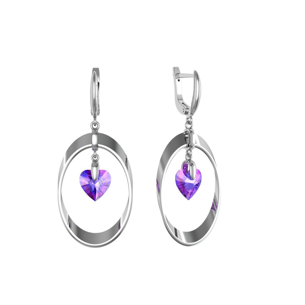 Серьги из Серебра 925 Приволжский ювелир арт. 391921-SW67, Родирование.