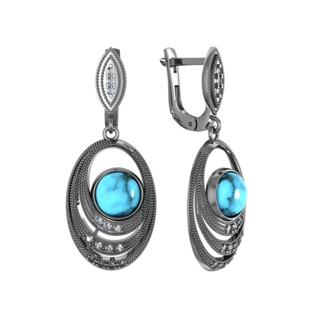 Серьги из Серебра 925 Приволжский ювелир арт. 393621-BZFA11, Оксид.