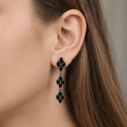 Серьги из Серебра 925 Приволжский ювелир арт. 394246-FA73, чёрный оксид.