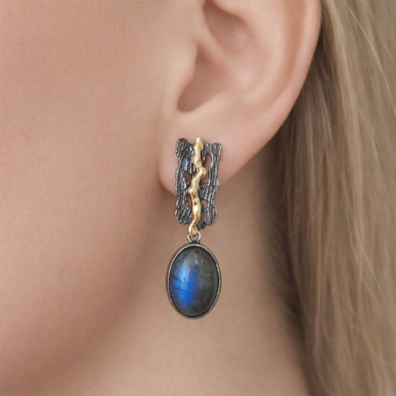 Серьги из Серебра 925 Приволжский ювелир арт. 397716-LB, золочение + оксид.