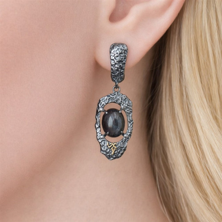 Серьги из Серебра 925 Приволжский ювелир арт. 397777-LB, золочение + оксид.