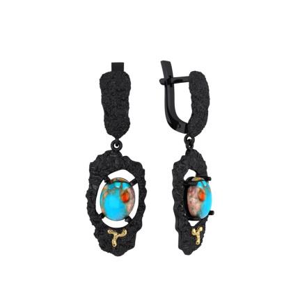 Серьги из Серебра 925 Приволжский ювелир арт. 397777-UB, золочение + оксид.